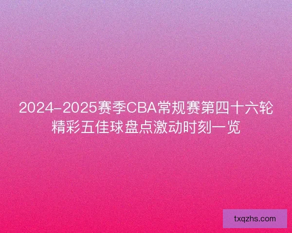 2024-2025赛季CBA常规赛第四十六轮精彩五佳球盘点激动时刻一览