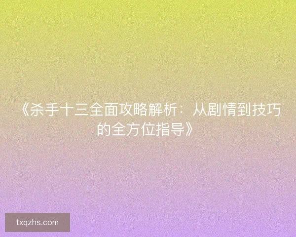 《杀手十三全面攻略解析：从剧情到技巧的全方位指导》