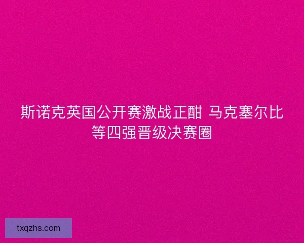 斯诺克英国公开赛激战正酣 马克塞尔比等四强晋级决赛圈