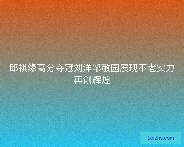 邱祺缘高分夺冠刘洋邹敬园展现不老实力再创辉煌 邱祺缘高分夺冠刘洋邹敬园展现不老实力再创辉煌