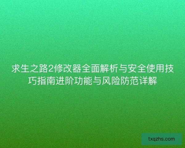 求生之路2修改器全面解析与安全使用技巧指南进阶功能与风险防范详解
